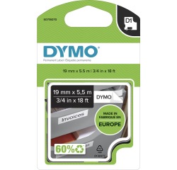 Ruban Dymo LabelManager D1 polyester 19mmx5,5m noir sur blanc