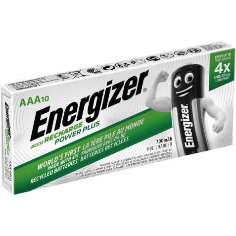 Energizer herlaadbare batterijen Power Plus 700 AAA/HR03/NH12, pak van 10 stuks