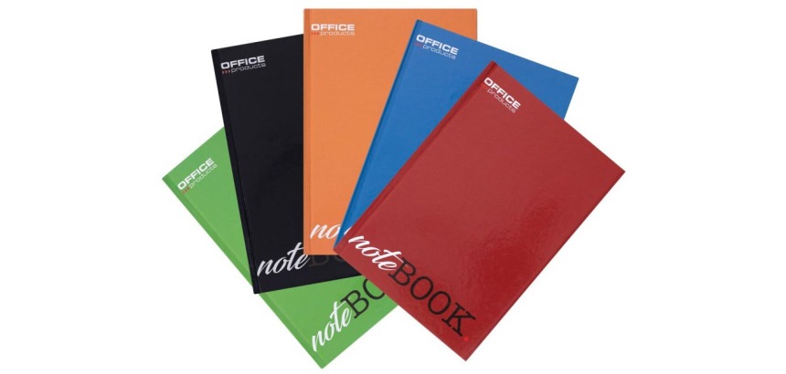 OFFICE products notebook with hardcover, A4, 96 sheets, with margin, ruled