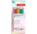 STABILOaquacolor Buntstift, Pastell, Etui mit 12 Stück, sortiert