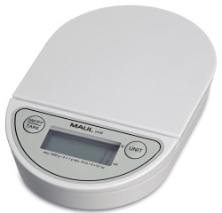MAUL Pèse-lettres à pile Oval, 2kg, intervalle de poids 1gr, batterie incluse, blanc