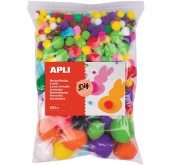 Apli pompons, sachet de 500 pièces en couleurs assorties