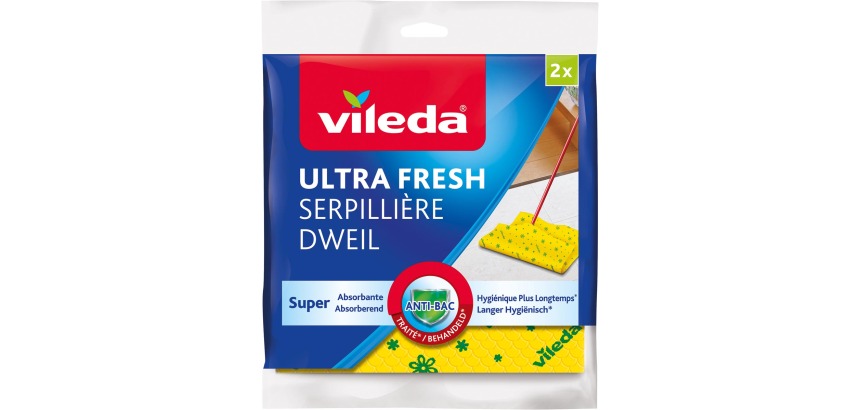 Vileda dweil Ultra fresh, ft 50 x 60 cm, geel, pak van 2 stuks
