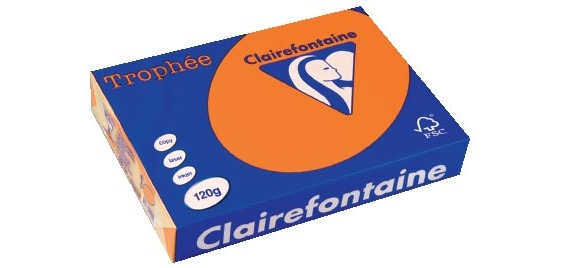 Clairefontaine Trophée Intens, papier couleur, A4, 120 g, 250 feuilles, orange vif