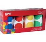 Apli Kids gommettes XL, diamètre 45 mm, boîte avec 4 rouleaux en 4 couleurs