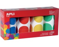 Apli Kids gommettes XL, diamètre 45 mm, boîte avec 4 rouleaux en 4 couleurs
