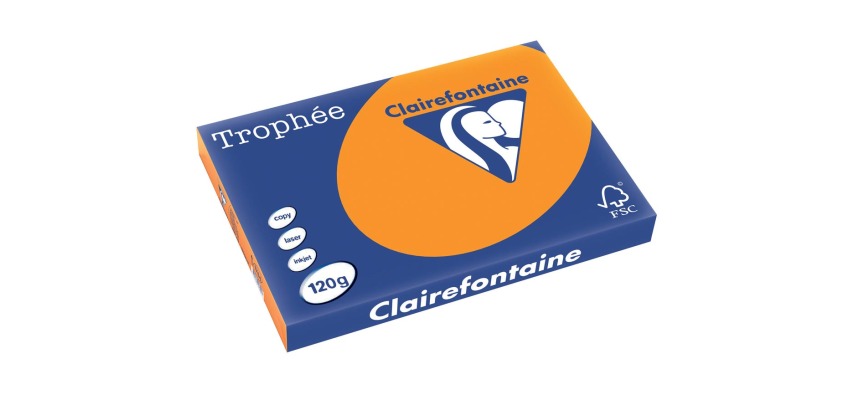Clairefontaine Trophée Intens, colored paper, A3, 120 g, 250 sheets, bright orange