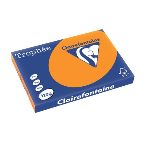 Clairefontaine Trophée Intens, papier couleur, A3, 120 g, 250 feuilles, orange vif