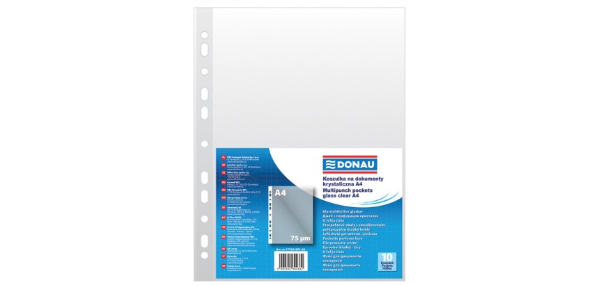 OFFICE products punched pocket, A4, 75 microns, pack of 10 pieces