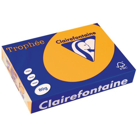 Clairefontaine Trophée Pastel, papier couleur, A4, 80 g, 500 feuilles, bouton d'or