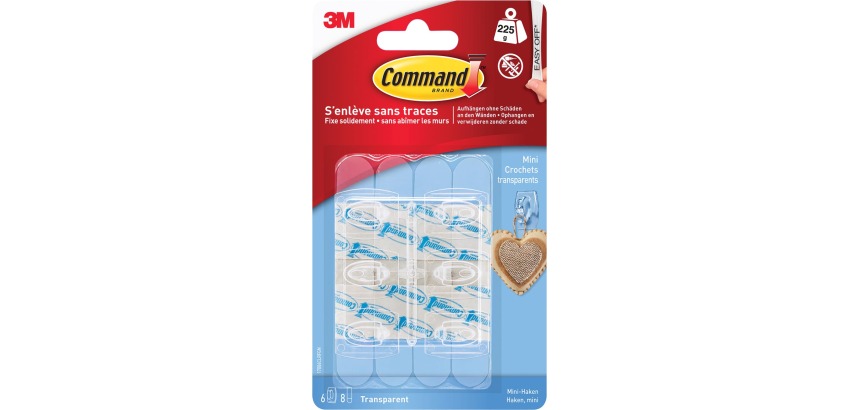 Haak Command mini inclusief bevestigingsstrip transparant 6 stuks