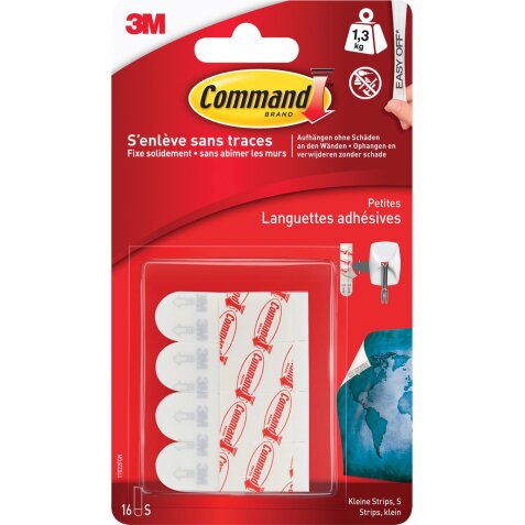 Command crochets adhesifs petit, blister de 16 pièces