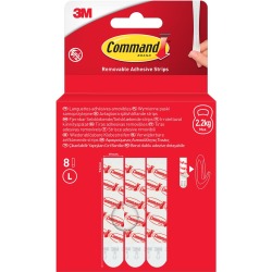 Command languettes, large, blanc, blister de 8 pièces