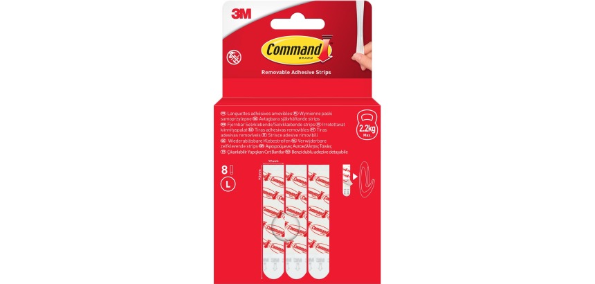 Command languettes, large, blanc, blister de 8 pièces