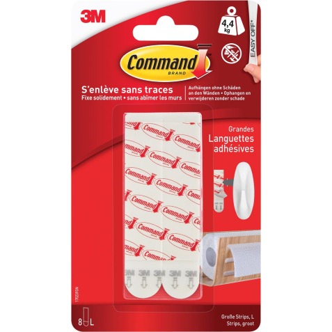 Command languettes, large, blanc, blister de 8 pièces