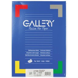 Gallery witte etiketten ft 70 x 32 mm (b x h), rechte hoeken, doos van 2.700 etiketten