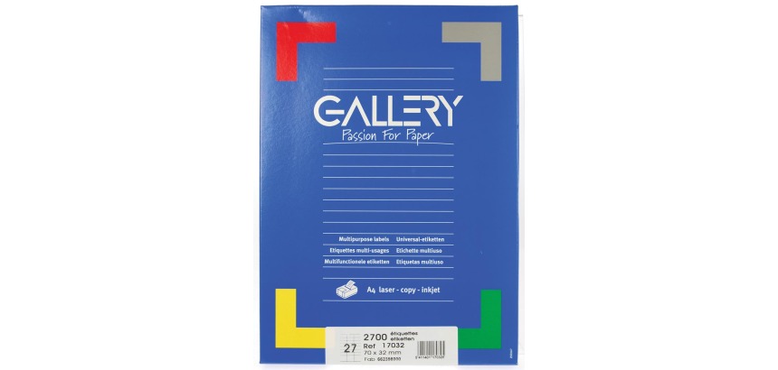 Gallery witte etiketten ft 70 x 32 mm (b x h), rechte hoeken, doos van 2.700 etiketten