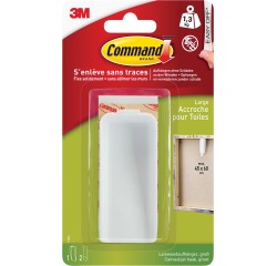 Command accroche tableaux, blanc, blister de 1 crochet et 2 languettes