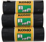 Sac poubelle Komo 60L à lien coulissant noir rouleau 15 pièces