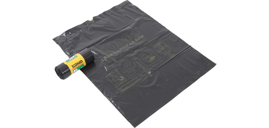 Sac poubelle Komo 60L à lien coulissant noir rouleau 15 pièces
