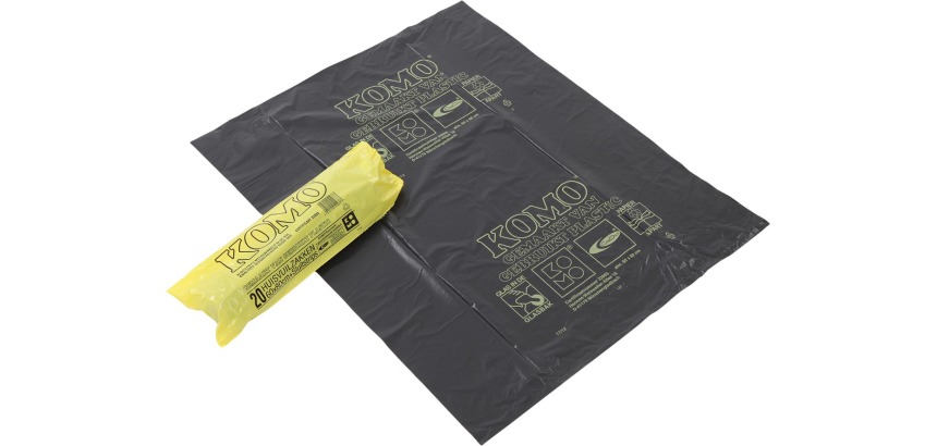 Komo sac à ordures, 50 microns, 60 litres, 1 rouleau, 20 sacs, gris