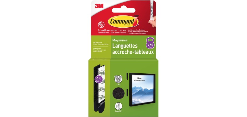 Tafelhaken, mittel, Tragfähigkeit 5 kg, schwarz, Blister mit 8 Stück