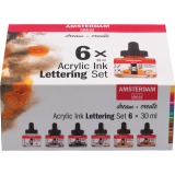 Amsterdam acryl inkt Lettering, set met 6 flacons van 30 ml, assorti