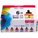 Amsterdam encre acrylique Set de Base, set de 6 flacons de 30 ml, assorti