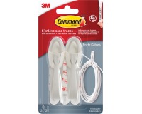 Command porte-câbles, medium, capacité 900 g, blanc, blister de 2 pièces