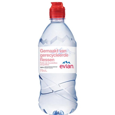 Evian water, fles van 75 cl, pak van 12 stuks