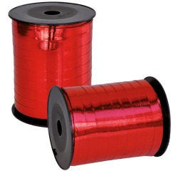Ruban cadeau métallique, 10 mm x 250 m, rouge