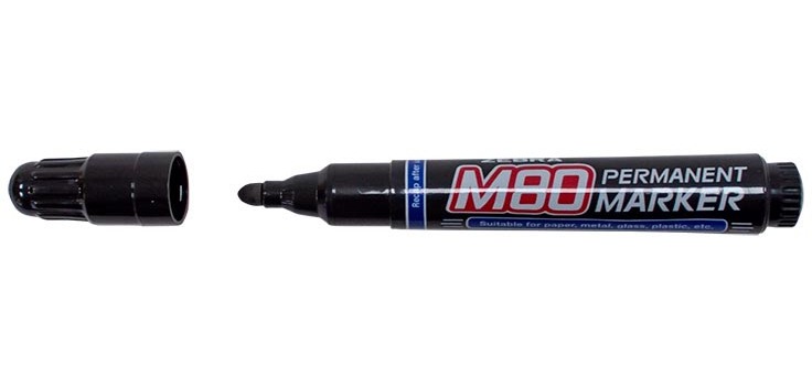 ZEBRA marqueur permanent M80, 2 mm, pointe ronde, noir