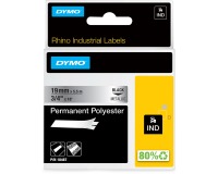 Dymo RHINO tape permanent polyester 19 mm, zwart op metaal