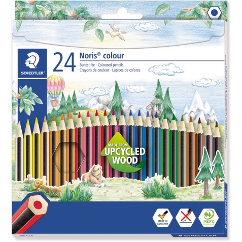 Staedtler crayons de couleur Noris Colour, boîte distributrice de 24 pièces en couleurs assorties