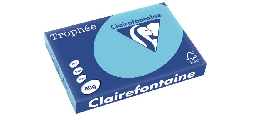 Clairefontaine Trophy Pastel, colored paper, A3, 80 g, 500 sheets, bright blue