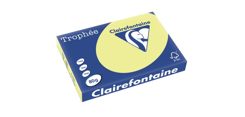 Clairefontaine Trophée Pastel, gekleurd papier, A3, 80 g, 500 vel, citroengeel