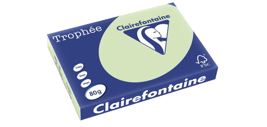 Clairefontaine Trophée Pastell, Farbiges Papier, A3, 80 g, 500 Blätter, Golfgrün