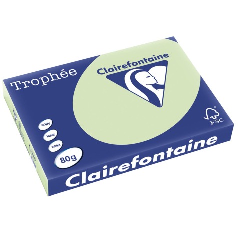 Clairefontaine Trophée Pastel, papier couleur, A3, 80 g, 500 feuilles, vert golf