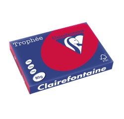 Clairefontaine Trophée Intens, papier couleur, A3, 80 g, 500 feuilles, rouge groseille