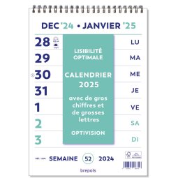 Brepols Optivision calendrier de la semaine du mur, français, 2025