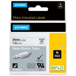 Dymo RHINO tube de thermo-rétraction 24 mm, noir sur blanc