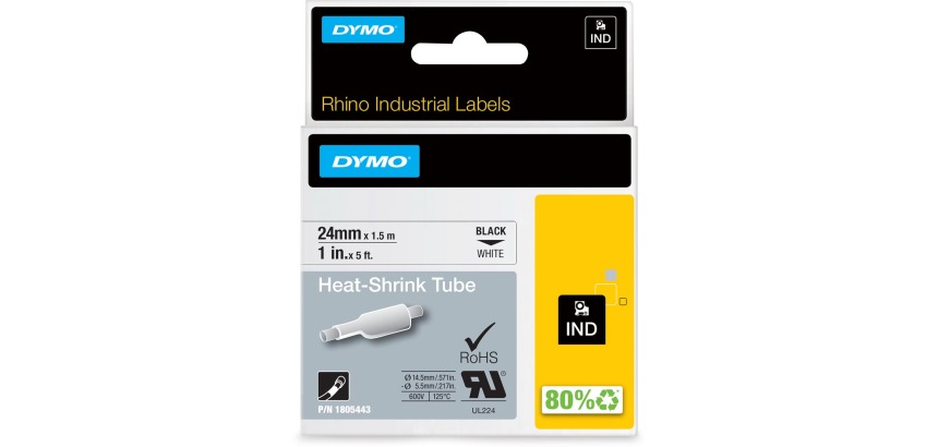 Dymo RHINO heat shrink tube 24 mm, black on white