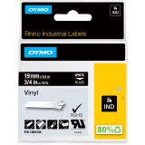 Dymo RHINO vinyltape 19 mm, wit op zwart