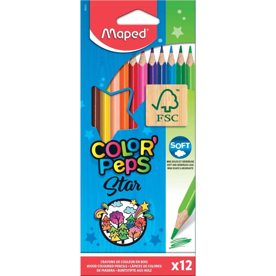 12 Crayons de couleur Tri Colour