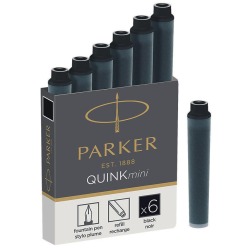 Parker Quink Mini cartouches d'encre noir, boîte de 6 pièces