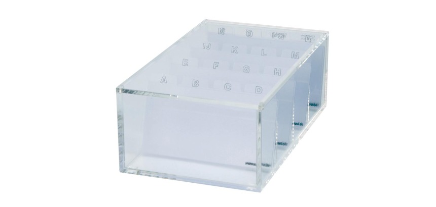 MAUL Trieur de cartes de visite acrylique avec couvercle, 11,4x19x7cm, transparent