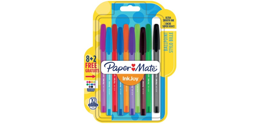 Paper Mate InkJoy 100 ballpoint pen with cap, blister pack of 8 + 2 free