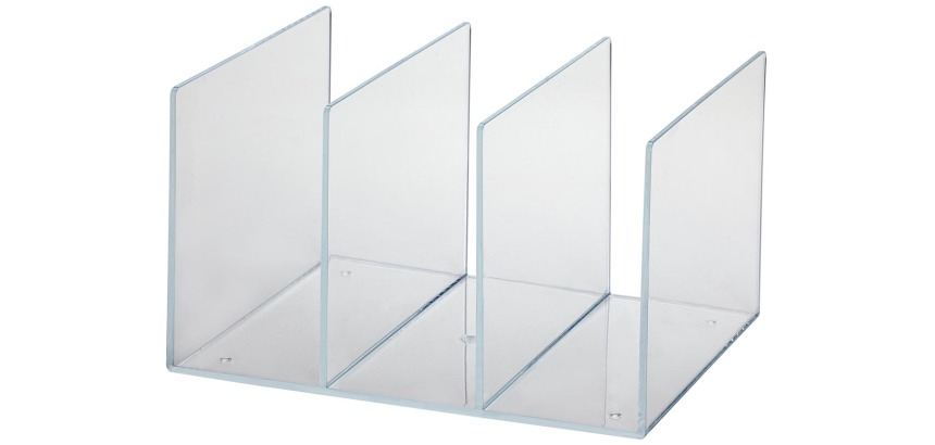 MAUL Porte-revues acrylique avec 3 compartiments, 27x20.8x15.8cm transparent