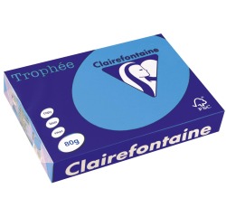 Clairefontaine Trophée Intens, papier couleur, A4, 80 g, 500 feuilles, bleu royal