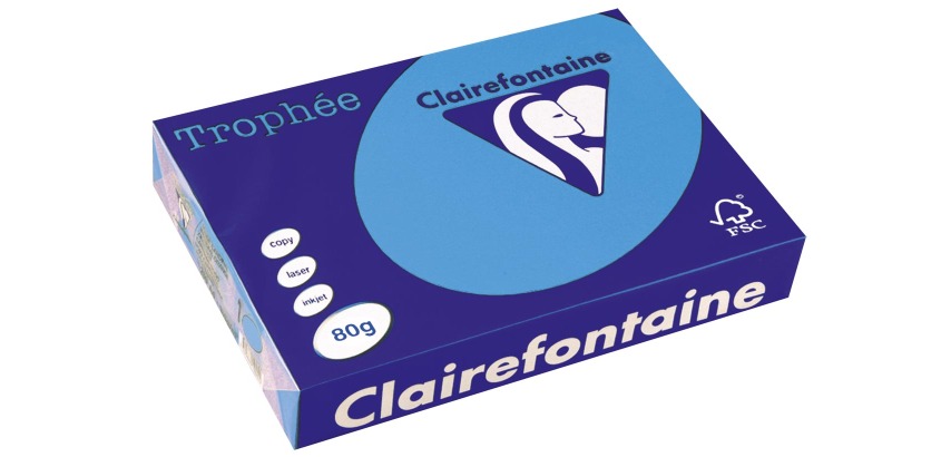 Clairefontaine Trophée Intens, papier couleur, A4, 80 g, 500 feuilles, bleu royal